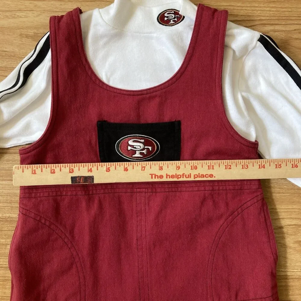 San Francisco 49ers Girls 6X Red Jumper & White Long Sleeve Shirt Football VTG